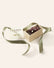Dark chocolate elephant in a box with a green ribbon on a light background