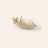 White chocolate rhino bonbon on a cream background