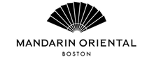 Minimalist black logo design featuring a stylized hand fan above the text "Mandarin Oriental Boston" in clean, modern lettering.